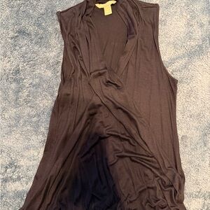 Sleeveless Black Faux Wrap Top